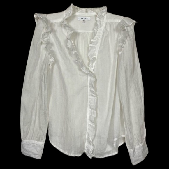 Frame Denim White Ruffle Blouse - Picture 1 of 10